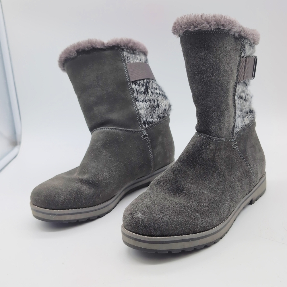 White Mountain Sz 8.5 Polar Air Women's Gray Suede Winter Boots Sweater  Detail